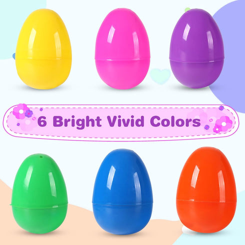 Biubumtu 24Pcs 3.15'' Plastic Bright Easter Eggs Assortment, Fillable Easter Eggs Empty Bulk, Perfect for Easter Egg