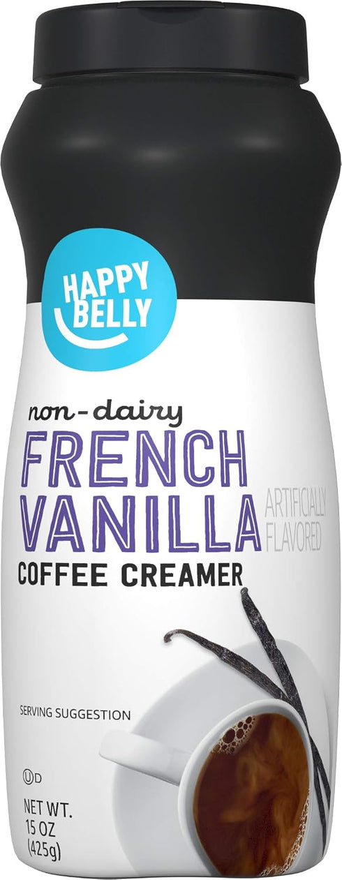 15 (Pack 12) Amazon Brand - Happy Belly Powdered Non-dairy French Vanilla Coffee Creamer, ounce