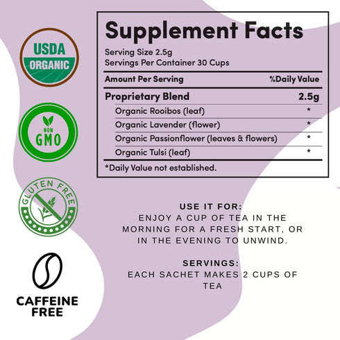 AutoimmuniTea AIP Stress Relief, Bedtime Blend for Restful Sleep, Calming Tea with Lavender, Tulsi, Passion Flower - 15