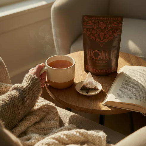 Azomalli 15 Cacao Spice, Organic Cacao Shell Tea, Subtle Cacao Notes with Aromatic Herbs and Spices Creating a Balance