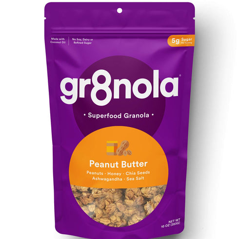 gr8nola PEANUT BUTTER - Healthy, Low Sugar Granola Cereal - Made with