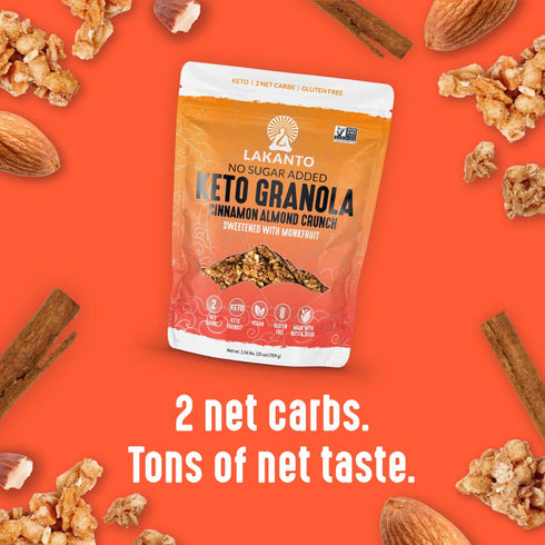 (25 Oz) Lakanto Cinnamon Almond Crunch Granola - Monk Fruit Sweetener, Delicious Snack, Quick Breakfast Cereal, Keto