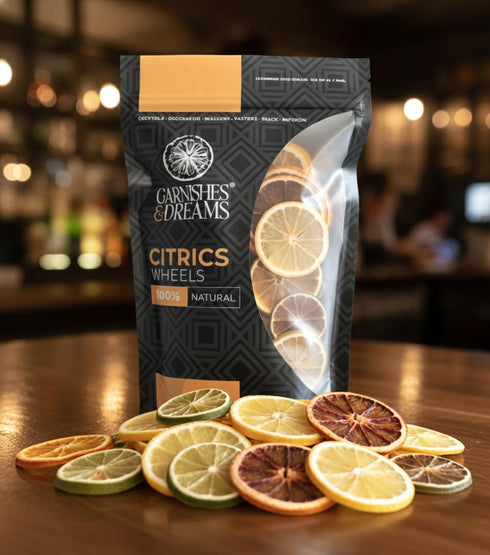 (9.5oz) Garnishes & Dreams Citric Mix Dehydrated Lime, Grapefruit, Blood Orange & Orange Slices for Cocktails, Mixology