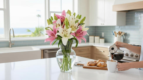 10 Stargazer Barn Stem Pink & White Lily Bouquet Mothers Day Flowers for Mom Fresh Flower Delivery, Farm Fresh