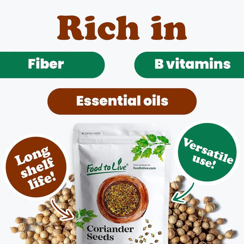 5 Food to Live Whole Coriander Seeds, Pounds - Dried Cilantro Seeds, Vegan, Kosher, Bulk. Rich in Antioxidants. Perfect