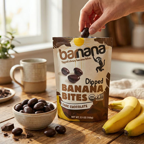 3.5 (Pack 3) Barnana Organic Dark Chocolate Dipped Chewy Banana Bites, Ounce Bag