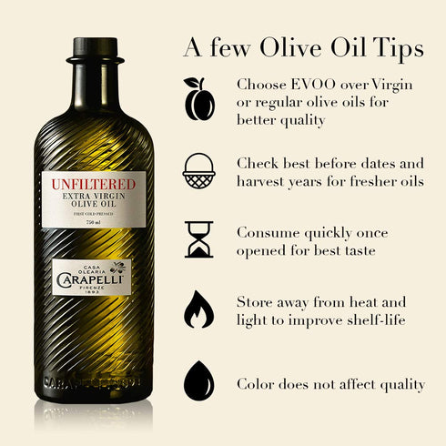 33.8 (1 Carapelli - Unfiltered Organic Extra Virgin Olive Oil: First Cold-Pressed EVOO Fluid Ounces Liter)