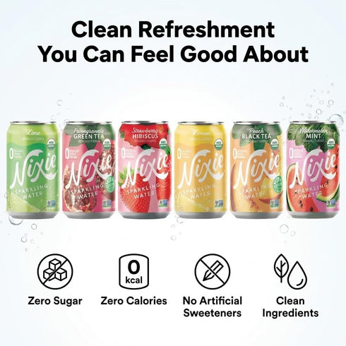 Pack 18 Pack Nixie Sparkling Water Variety Flavored Sparkling Water, Lime, Grapefruit, Lemon, Watermelon Mint