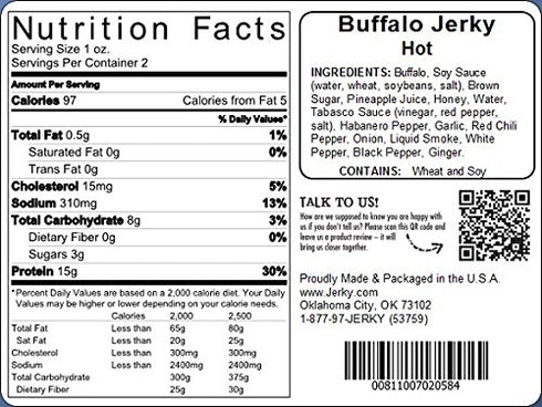 Jerky.com Exotic Buffalo Jerky Sampler - Wild Game Meat Snacks, High-Protein, All-Natural, 1.75 oz. (Pack of 3)