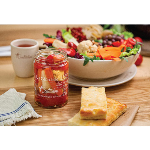 I Contadini 19.4oz (550g) (Pack 2) Italian Giardiniera | Mixed Pickled Vegetables Imported from Puglia | Premium