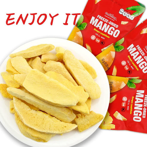 10 Pack Pack, 0.35 ONETANG Freeze-Dried Fruit Mango Chips, Single-Serve Non GMO, Kosher, No Add Sugar, Gluten free