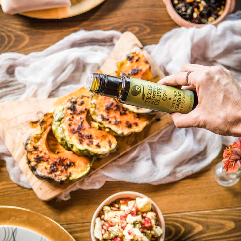 Country (16.9 oz) Texas Hill Olive Co Garlic Infused Olive Oil - Cold Pressed Gourmet EVOO Olive Oil - Great