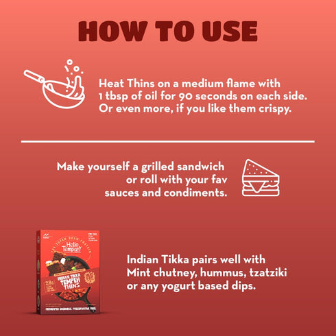 28g (pack 3, 3, Ready to Cook Tempeh-Indian Tikka- Clean Protein | High Fiber | More Protein & Fiber than Tofu