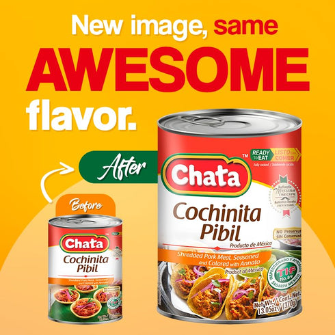 13.05 oz, Pack 4 Chata Cochinita Pibil, Shredded Pork Meat with Annatto Seasoning