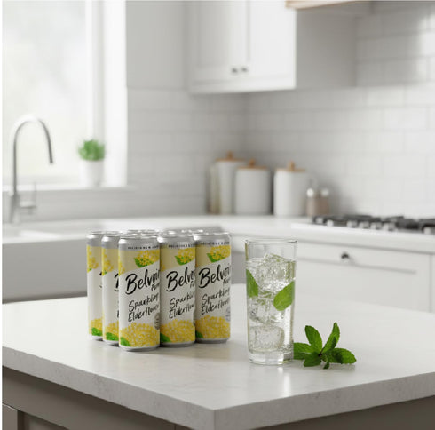 BELVOIR FRUIT FARMS 330ml (Pack 4) Belvoir Farm Sparkling Elderflower Drink Cans