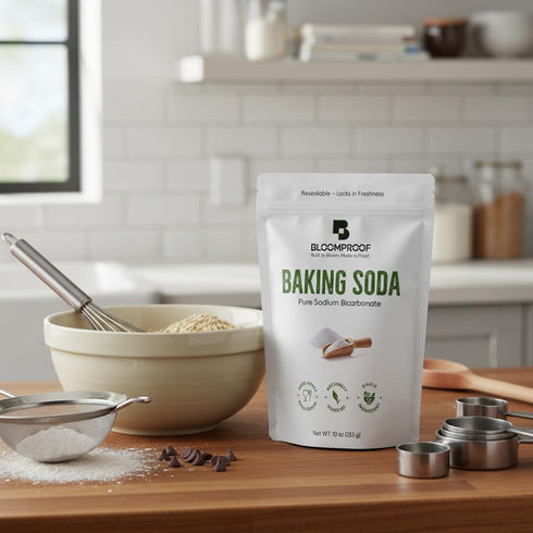 BloomProof 10 oz, 100% Baking Soda Sodium Bicarbonate, Pure & Natural, Premium Food Grade, Resealable Pouch for Baking