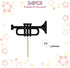 PINKAAJ Set 24 of Trumpet Cupcake Toppers for Music Theme Birthday, Black Glitter Trombone Music Instrument Sign