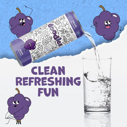 8.4 oz Pack 24 (6x4pk) 1.2g Oodles of Doodles Drinks - Grape Flavored Sparkling Water, fl Colorable Cans, of | Just