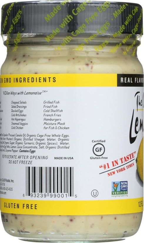Lemonaise - A Zesty Citrus Mayo - All Natural Lemon Mayonnaise For Sandwich Spreads, Dips, and Dressings - 12 Ounce Jar (Pack of 2)