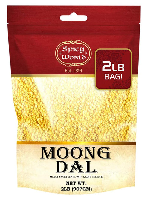 Spicy World Moong Dal 2 LBS (Mung Split Dry Beans) ~ Indian Golden Lentils