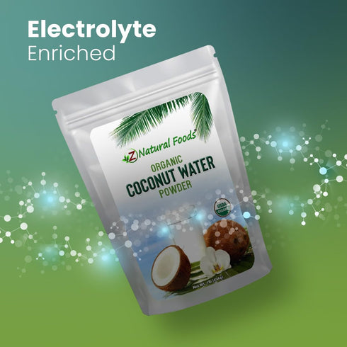 1 lb Z Natural Foods Organic Coconut Water Powder - Energy & Electrolyte Support - Perfect Pre/Post Workout - Vegan
