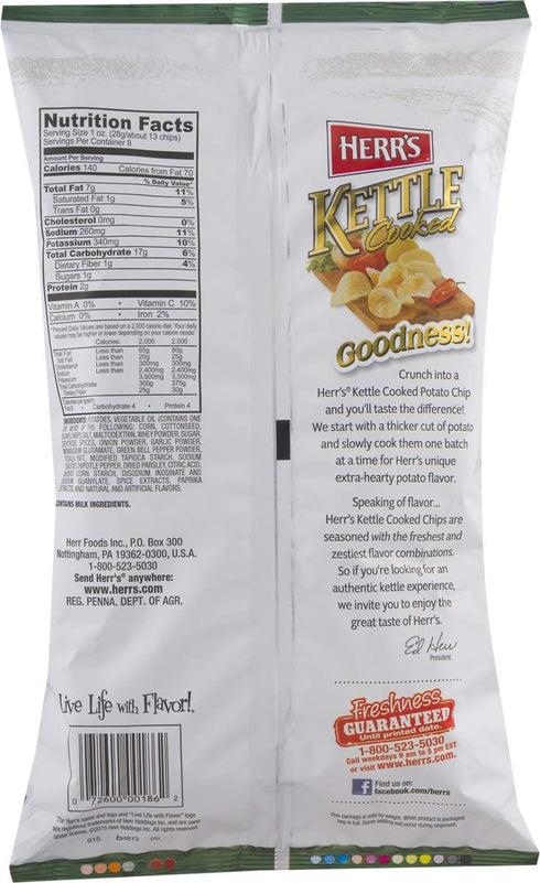 7.5 oz. (4 Herr's Kettle Cooked Potato Chips Jalapeno - Bags)