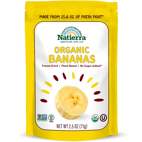NATIERRA Organic Freeze-Dried Bananas, USDA Certified Organic, Vegan & Non-GMO, 2.5 Ounce (Pack of 1)