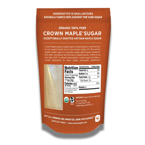 8 Oz Crown Maple Organic Maple Sugar with Handcrafted Small-Batch Maple Pearls, No Additives, All Natural, No