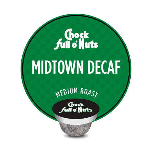 Chock Full o’Nuts Midtown Decaf Medium Roast, K-Cup Compatible Pods, 12 Count, Arabica Coffee