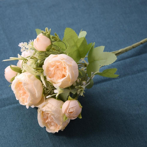 NURCIX 5) Simulation Rose Wedding Bouquet Bouquet Wedding Home Decoration Simulation Flower Small Bouquet Peony (Red