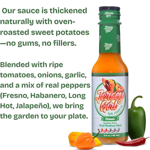 5oz 4 Jersey Girl Habanero Hot Sauce (Classic) Made with Pepper Varieties (No Added Salt/Sodium Free)