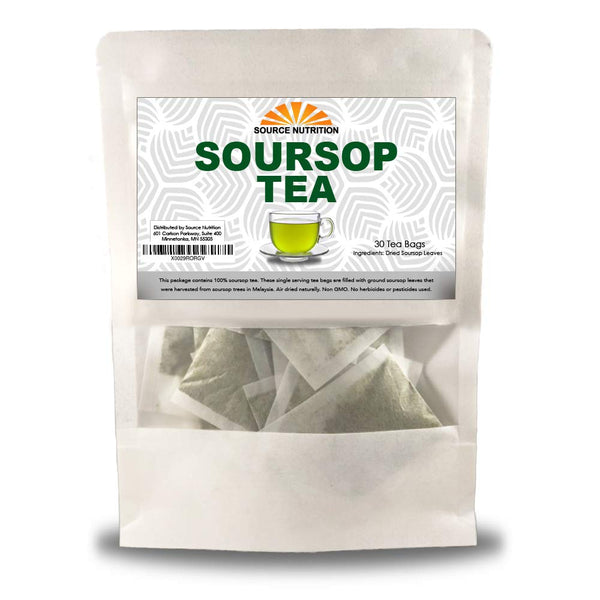 Source Nutrition Soursop Tea - Pure Graviola Cut and Sifted Leaves, High in Acetogenins - 30 Tea Bags, Resealable Pouch