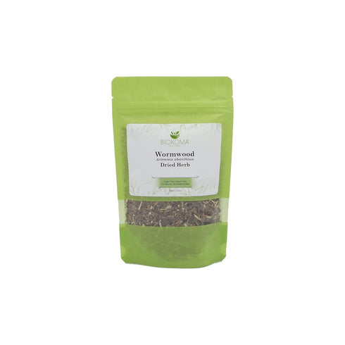 Biokoma Pure and Organic Wormwood Dried Herb - 50g in Resealable Pouch, USDA Certified Organic