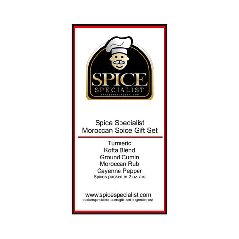 Chef Cherie Set- 5 (1 Moroccan Spice Gift Contains: different spice jars each of: Ground Cumin, Moroccan Rub, Turmeric