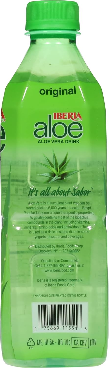 16.9 oz (Pack 24) Iberia Aloe Vera Drink with Aloe Vera Pulp, Original, fl