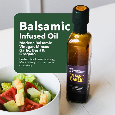 Pack 4 Set, 8.1 oz Benissimo Herb Infused Cooking Oil Chef Artisan Flavored Oils: Italiano, Roasted Garlic