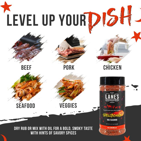 Spellbound 12 Oz Lane's Hot Sweet and Spicy Pork Rub Seasoning, All-Natural Butt Rub Seasoning, Rib Rubs for Smoking