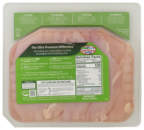 Bell & Evans Organic Boneless Skinless Chicken Breast Cutlets by