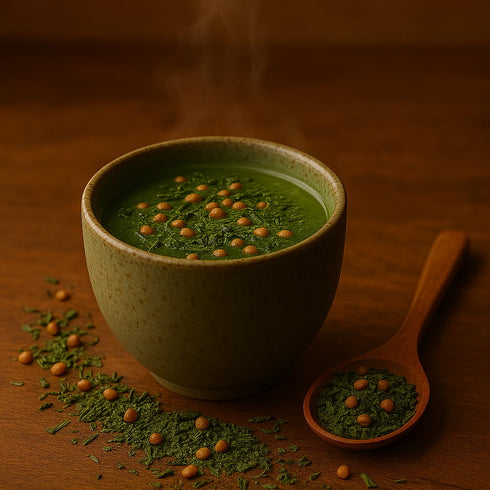 One With Tea Organic Japanese Genmaicha with Matcha Green Tea Loose Leaf Premium Whole Leaf Sencha with Roasted Brown