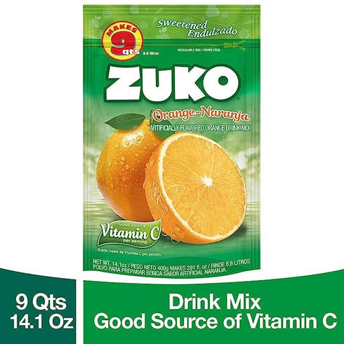 Pack, 14.1 OZ (Pack 6) ZUKO Orange Instant Powder Drink, Family No Sugar Needed, Vitamin C