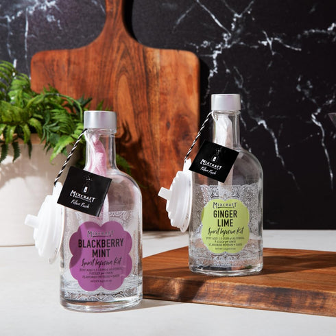 MixCraft Spirit Infusion Kit - Premium Cocktail & Mocktail Mixer, Blackberry Mint, Glass Bottle, Flavor Pouch & Recipe,
