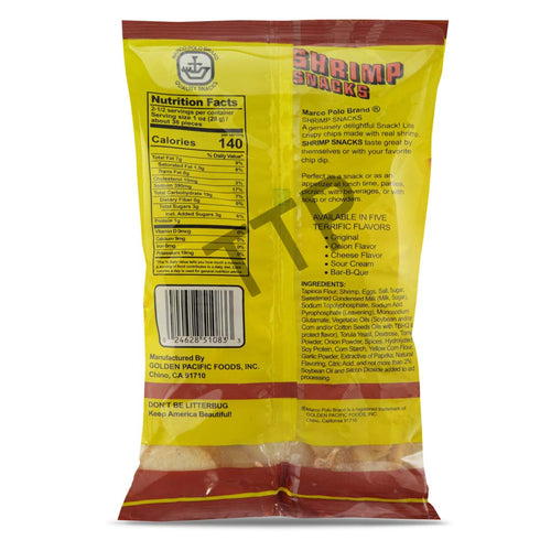 Marco Polo 7.5oz (213g) 3 Pack Shrimp Snacks Bar-B-Que Flavored