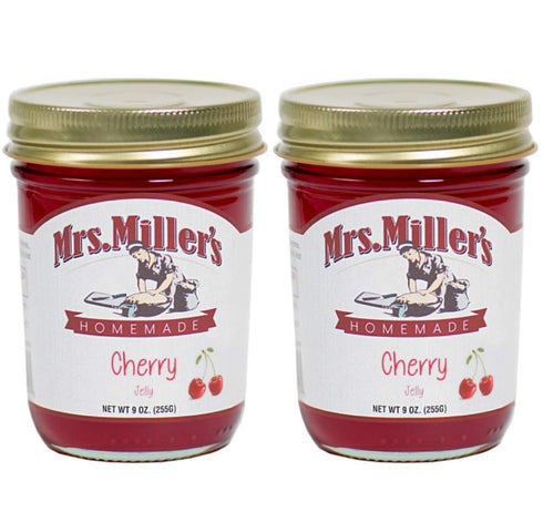 Mrs. Miller's Amish Homemade Cherry Jelly 2 Pack - 9 Ounces Each Jar