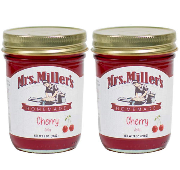 Mrs. Miller's Amish Homemade Cherry Jelly 2 Pack - 9 Ounces Each Jar