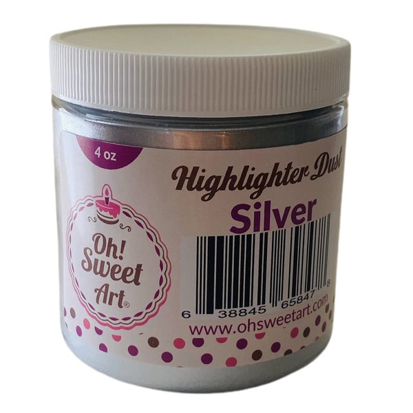 SILVER HIGHLIGHTER DUST Metallic 4 Oz OUNCES Container By Oh! Sweet Art
