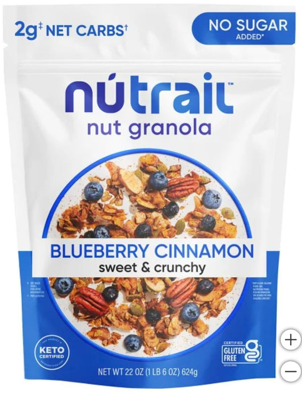 KD Chocolates NuTrael Nut Granola Cereal, Blueberry Cinnamon, No Sugar Added, Keto, Gluten Free