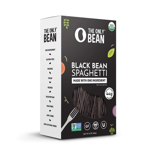 The Only Bean Organic Black Bean Spaghetti Pasta, 8 oz, High Protein, Keto Friendly, Gluten-Free, Vegan, Low Carb