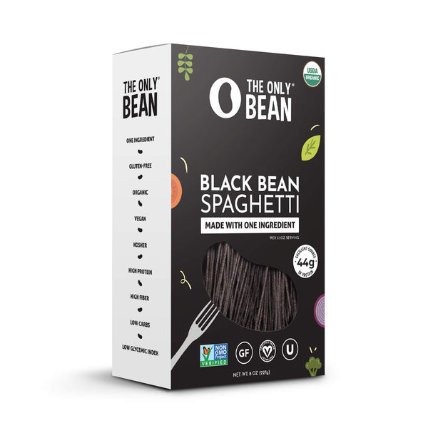 The Only Bean Organic Black Bean Spaghetti Pasta, 8 oz, High Protein, Keto Friendly, Gluten-Free, Vegan, Low Carb
