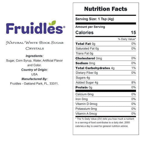 (1 Fruidles Natural White Rock Sugar for Tea and Coffee, Clear Pure Cane Sugar Crystals, Dissolves Quickly, Resealable
