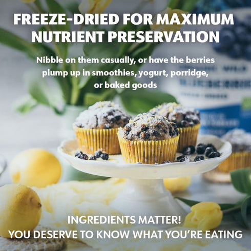 4 100% LOOV Wild Organic Dried Blueberries, No Added Sugar, No Added Oil, Ounces, Freeze Dried Blueberries Organic From